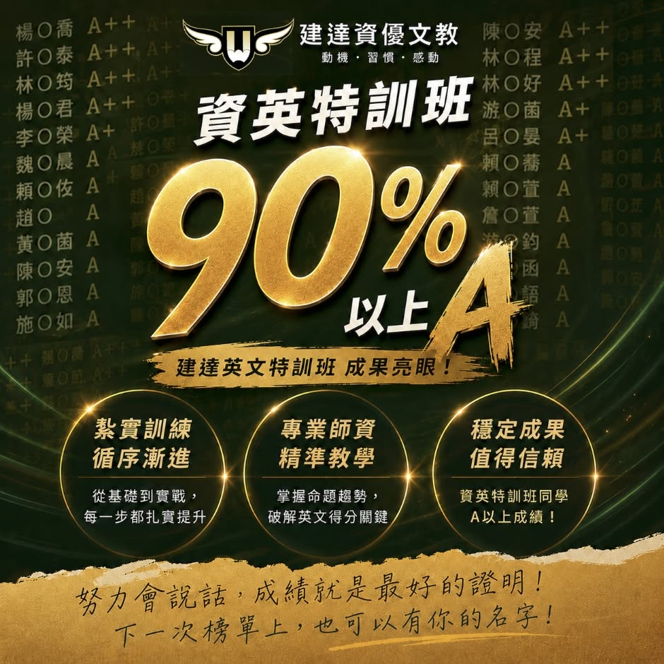 <松竹校>資英特訓班學生   90% 拿下 A 以上成績